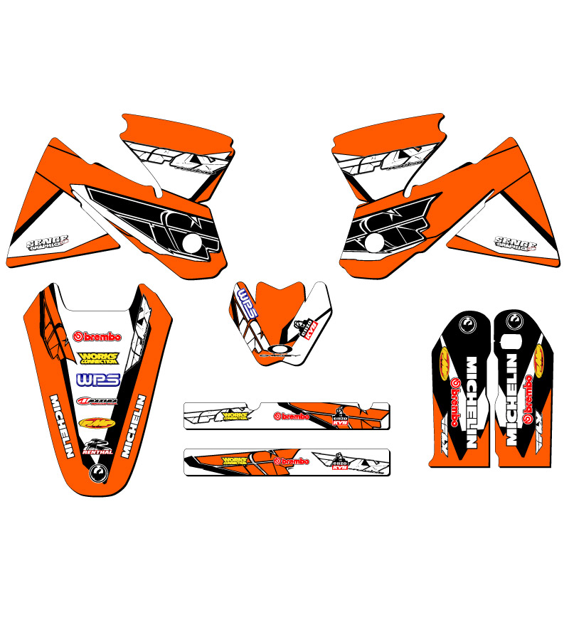 2001 OLD STYLE SX 13 FLY Orange Senge Graphics Kit Compatible with KTM - Bild 2 von 10