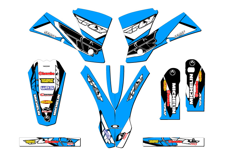 2003-2004 SX 13 FLY Sky Blue Senge Graphics Kit Compatible with KTM - Foto 2 di 10
