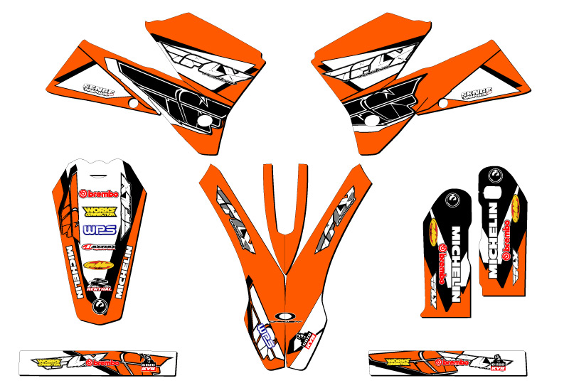2005-2006 SX 13 FLY Orange Senge Graphics Kit Compatible with KTM - Picture 2 of 10