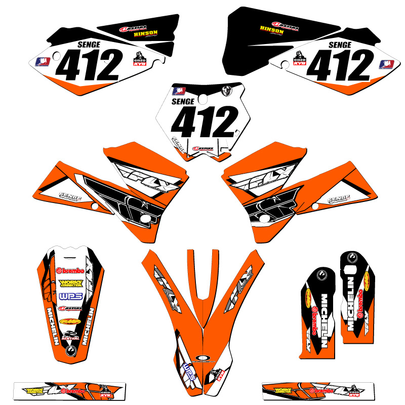2005-2006 SX 13 FLY Orange Senge Graphics Kit Compatible with KTM - Picture 8 of 10