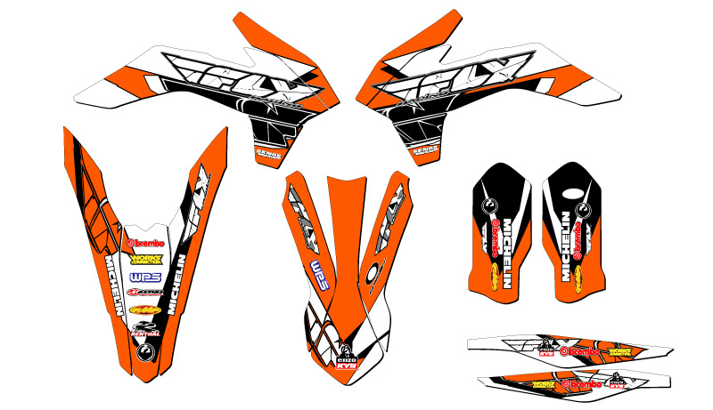 2016 250 ONLY (EARLY MODEL) SX 13 FLY Orange Senge Graphics Kit Compatible with - Picture 2 of 10
