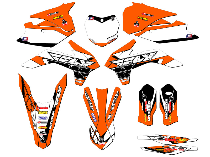 2016 250 ONLY (EARLY MODEL) SX 13 FLY Orange Senge Graphics Kit Compatible with - Picture 5 of 10
