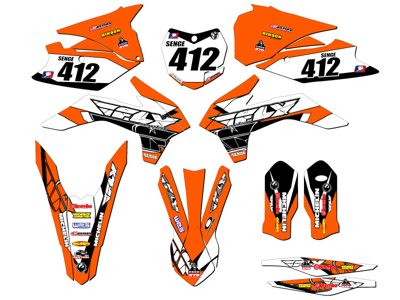 2016 250 ONLY (EARLY MODEL) SX 13 FLY Orange Senge Graphics Kit Compatible with - Picture 8 of 10