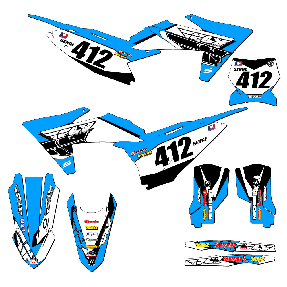 2023-2024 XC 13 FLY Sky Blue Senge Graphics Kit Compatible with KTM - Picture 8 of 10