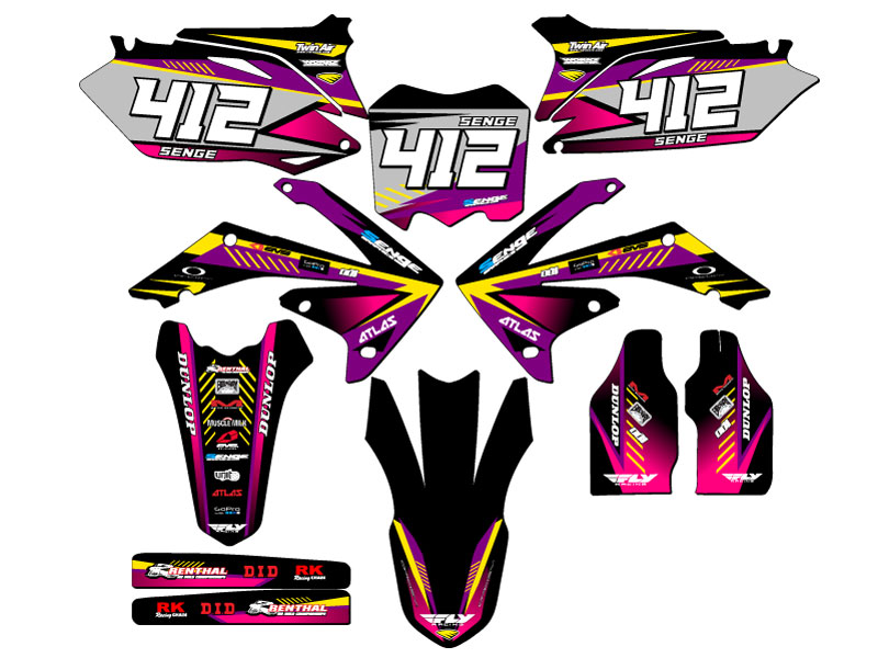 2009-2012 CRF 450 R SURGE Purple Senge Graphics Kit Compatible with Honda - Picture 8 of 10