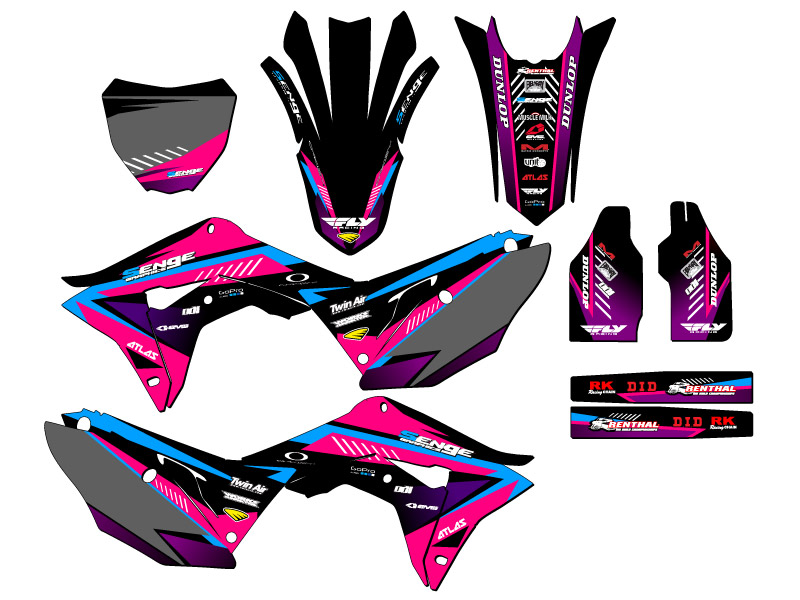 2017-2018 CRF 450 R SURGE Pink Senge Graphics Kit Compatible with Honda - Foto 5 di 10