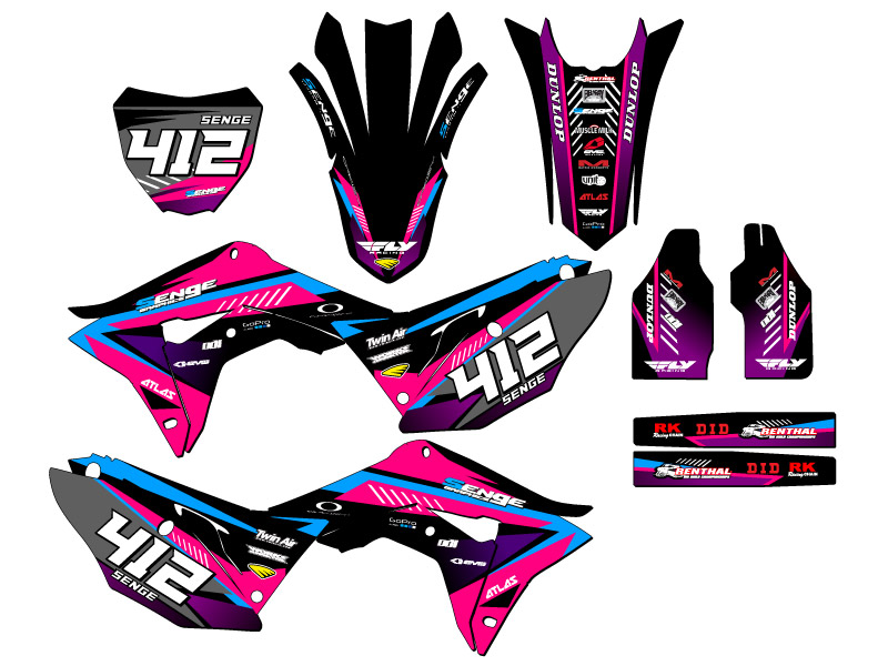 2017-2018 CRF 450 R SURGE Pink Senge Graphics Kit Compatible with Honda - Foto 8 di 10
