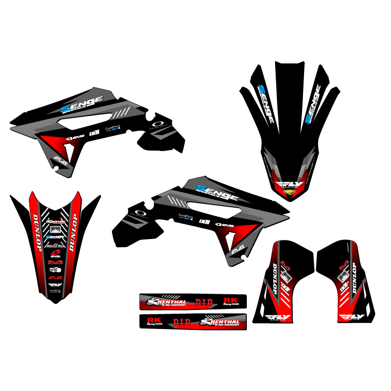 2021-2023 CRF 450 R SURGE Black Senge Graphics Kit Compatible with Honda - Picture 2 of 10