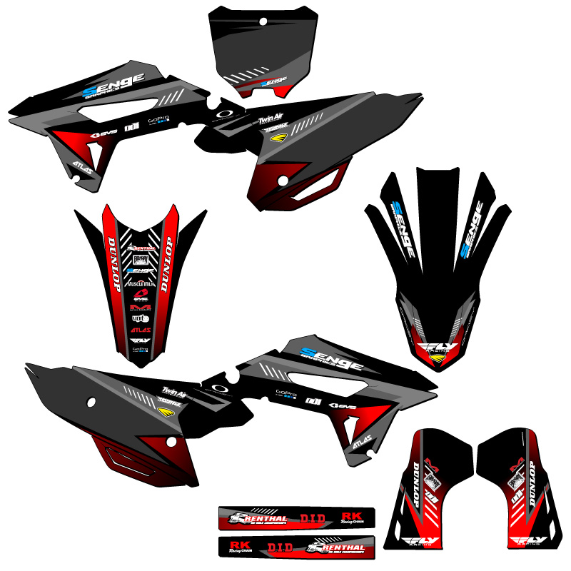 2021-2023 CRF 450 R SURGE Black Senge Graphics Kit Compatible with Honda - Picture 5 of 10