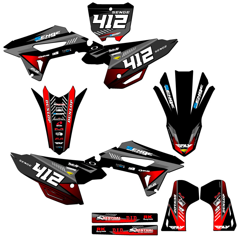 2021-2023 CRF 450 R SURGE Black Senge Graphics Kit Compatible with Honda - Picture 8 of 10