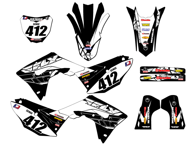 2019-2021 CRF 250 RX 13 FLY Black Senge Graphics Kit Compatible with Honda - Picture 8 of 10