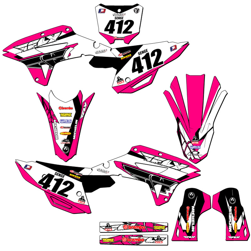2022-2024 CRF 250 RX 13 FLY Pink Senge Graphics Kit Compatible with Honda - Picture 8 of 10