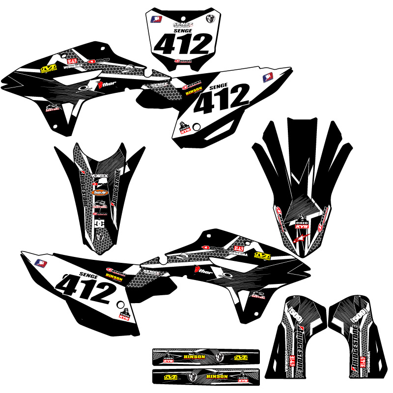2022-2024 CRF 250 RX PODIUM Black Senge Graphics Kit compatible con Honda - Imagen 8 de 10