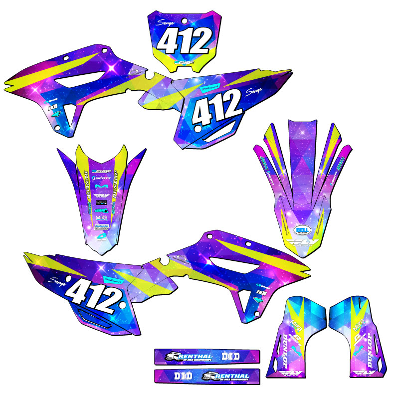 2022-2024 CRF 250 RX SPACE KADET Galaxy Senge Graphics Kit Compatible with Honda - Picture 8 of 10