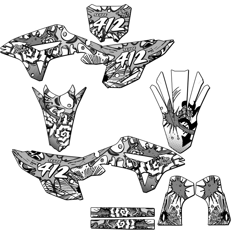 2022-2024 CRF 250 RX ZANY White Senge Graphics Kit compatible con Honda - Imagen 8 de 10