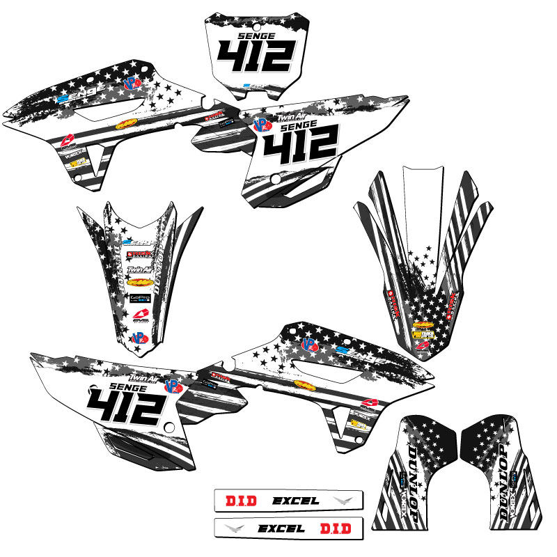 Kit de gráficos CRF 250 RX MERICA 2022-2024 gris Senge compatible con Honda - Imagen 8 de 10