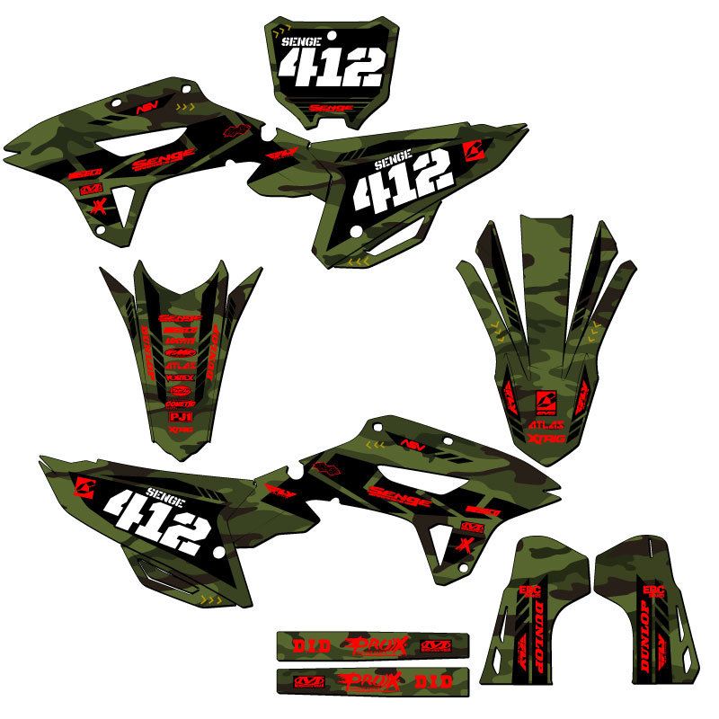 2022-2024 CRF 250 RX APACHE Green Senge Graphics Kit Compatible with Honda - Picture 8 of 10