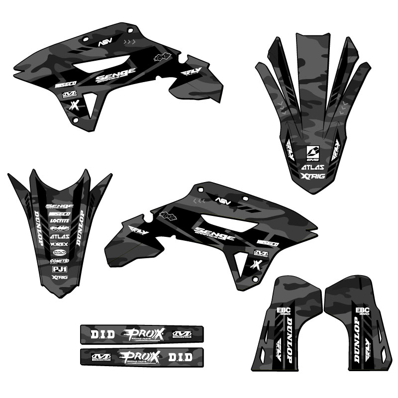 2022-2024 CRF 250 RX APACHE Grey Senge Graphics Kit Compatible with Honda - Picture 2 of 10
