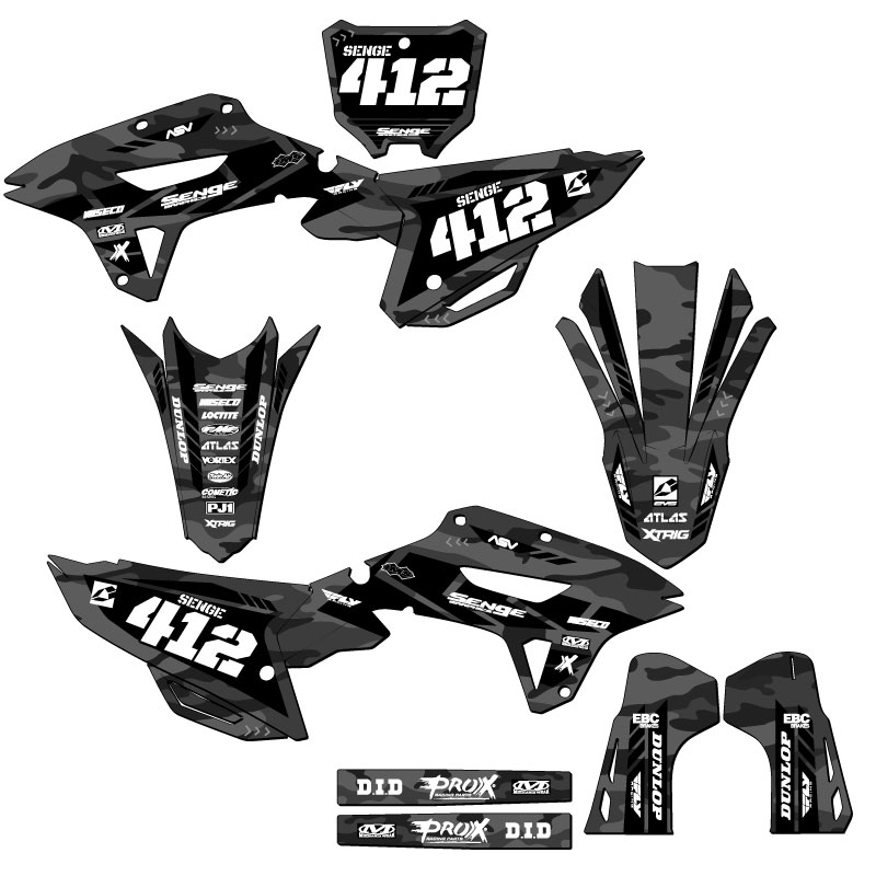 2022-2024 CRF 250 RX APACHE Grey Senge Graphics Kit Compatible with Honda - Picture 8 of 10