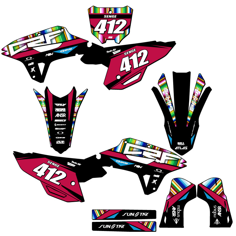 2022-2024 CRF 250 RX SERAPE Black Senge Graphics Kit Compatible with Honda - Picture 8 of 10