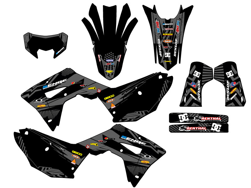 2021-2024 CRF 450 RL MAYHEM Black Senge Graphics Kit Compatible with Honda - Picture 5 of 10
