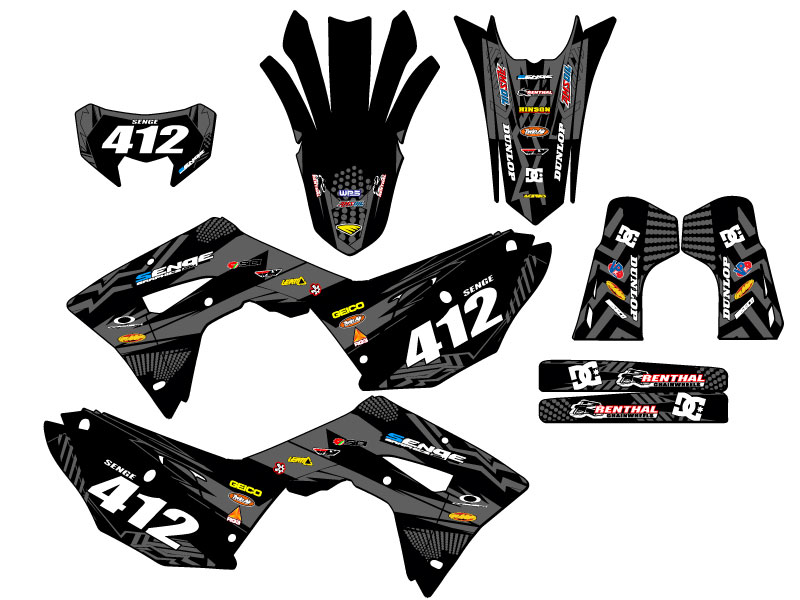 2021-2024 CRF 450 RL MAYHEM Black Senge Graphics Kit Compatible with Honda - Picture 8 of 10