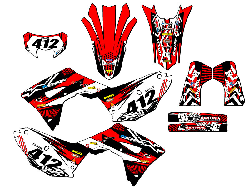 2021-2024 CRF 450 RL MAYHEM Red Senge Graphics Kit Compatible with Honda - Picture 8 of 10
