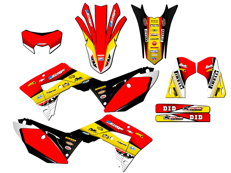 2021-2024 CRF 450 RL RICOCHET Yellow Senge Graphics Kit Compatible with Honda - Picture 5 of 10