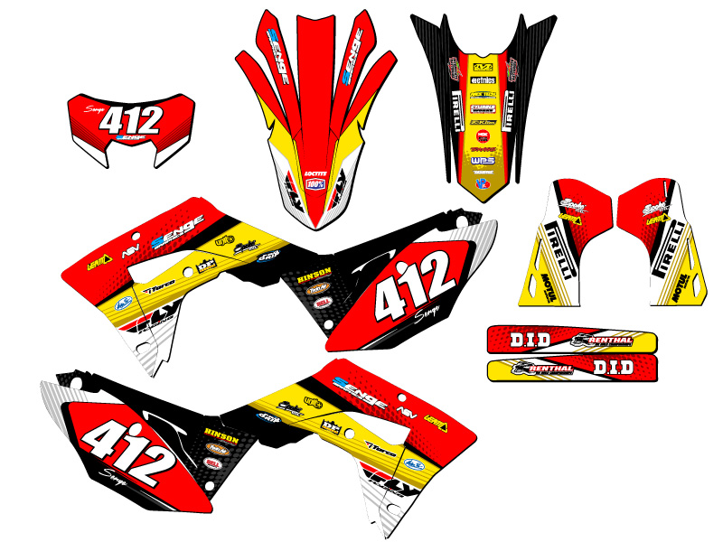 2021-2024 CRF 450 RL RICOCHET Yellow Senge Graphics Kit Compatible with Honda - Picture 8 of 10