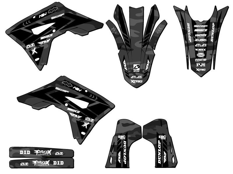 2021-2024 CRF 450 RL APACHE Grey Senge Graphics Kit Compatible with Honda - Picture 2 of 10
