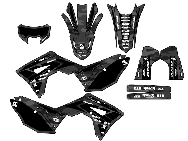 2021-2024 CRF 450 RL APACHE Grey Senge Graphics Kit Compatible with Honda - Picture 5 of 10