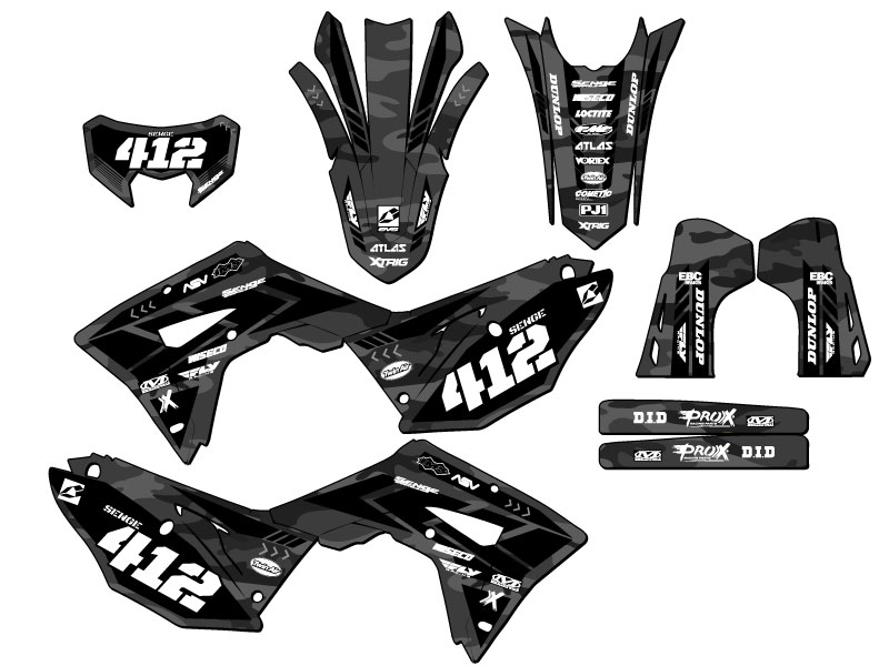 2021-2024 CRF 450 RL APACHE Grey Senge Graphics Kit Compatible with Honda - Picture 8 of 10