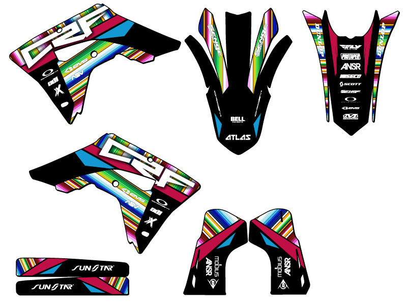 2021-2024 CRF 450 RL SERAPE Black Senge Graphics Kit compatible con Honda - Imagen 2 de 10