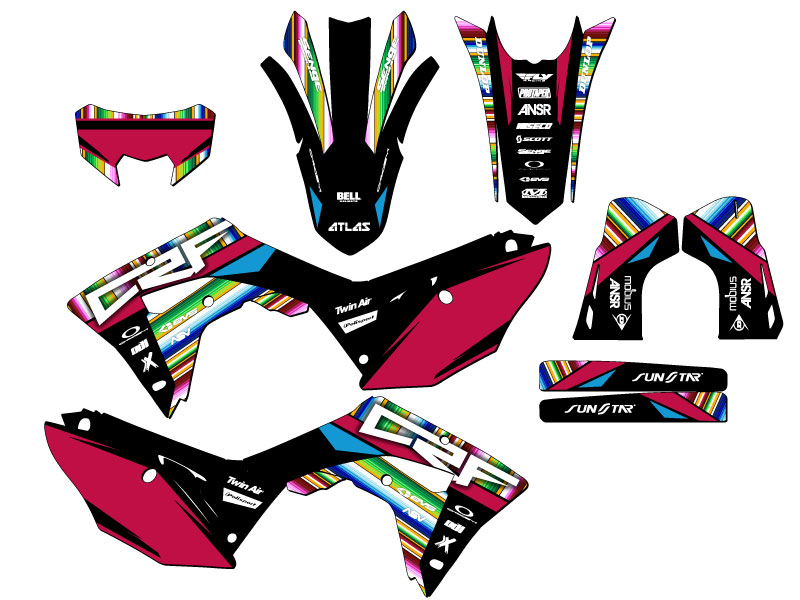 2021-2024 CRF 450 RL SERAPE Black Senge Graphics Kit compatible con Honda - Imagen 5 de 10
