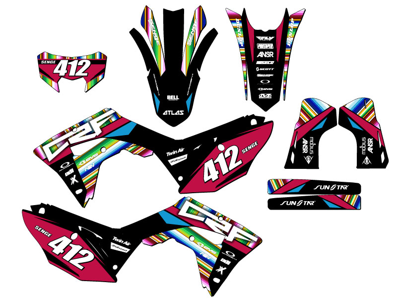 2021-2024 CRF 450 RL SERAPE Black Senge Graphics Kit compatible con Honda - Imagen 8 de 10