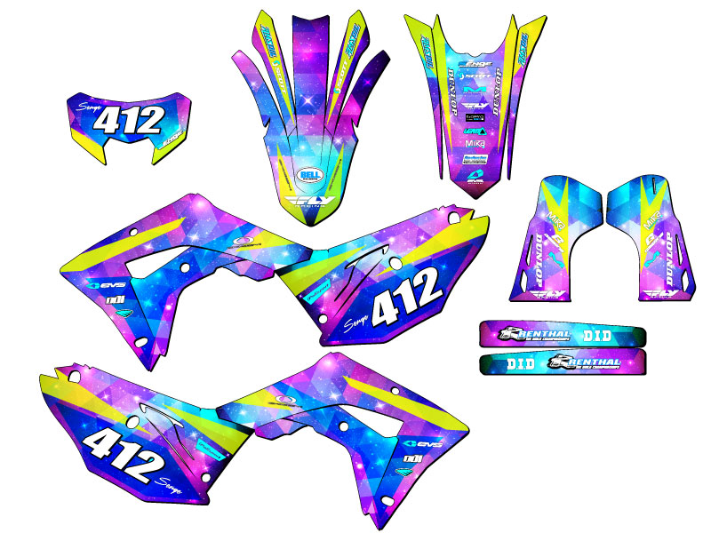 2021-2024 CRF 450 RL SPACE KADET Galaxy Senge Graphics Kit Compatible with Honda - Picture 8 of 10