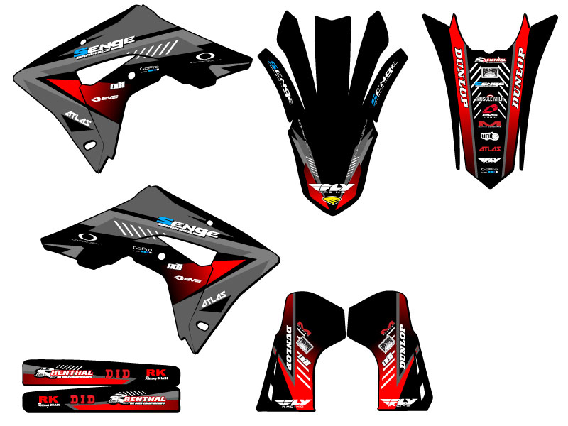 Kit de gráficos CRF 450 RL SURGE 2021-2024 negro Senge compatible con Honda - Imagen 2 de 10
