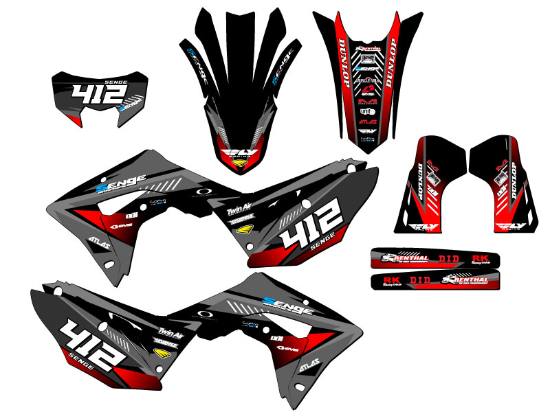Kit de gráficos CRF 450 RL SURGE 2021-2024 negro Senge compatible con Honda - Imagen 8 de 10