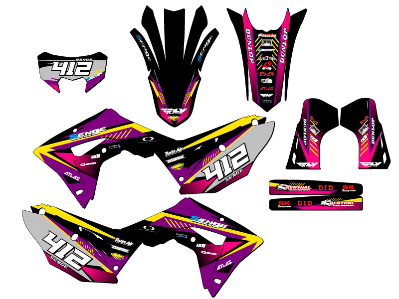 2021-2024 CRF 450 RL SURGE Purple Senge Graphics Kit Compatible with Honda - Picture 8 of 10