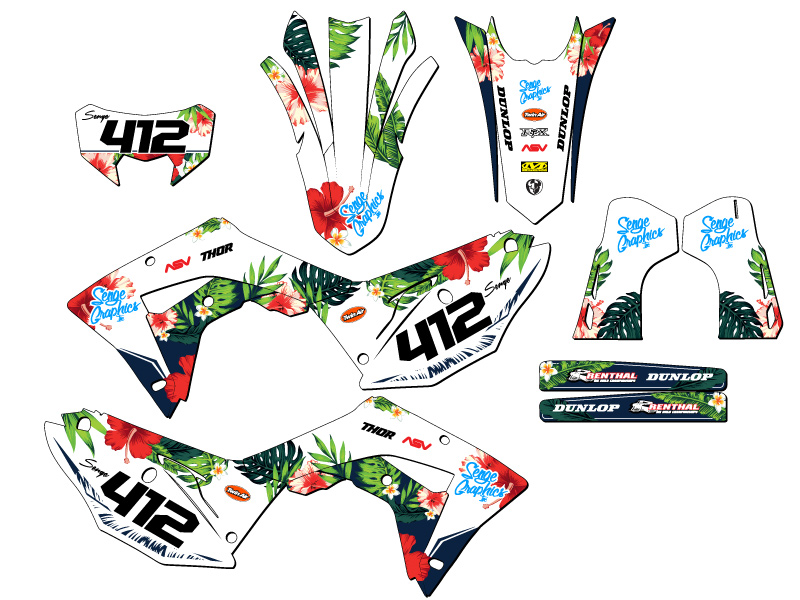 2021-2024 CRF 450 RL TROPIC White Senge Graphics Kit Compatible with Honda - Picture 8 of 10