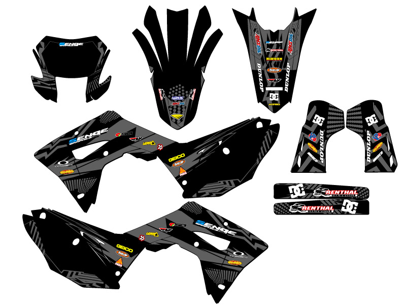 2019-2024 CRF 450 X MAYHEM Black Senge Graphics Kit Compatible with Honda - Picture 5 of 10