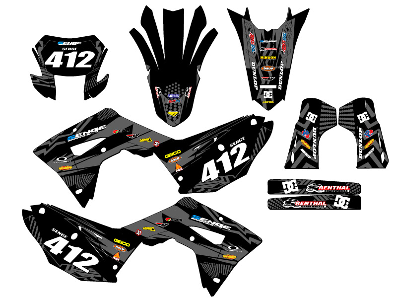 2019-2024 CRF 450 X MAYHEM Black Senge Graphics Kit Compatible with Honda - Picture 8 of 10