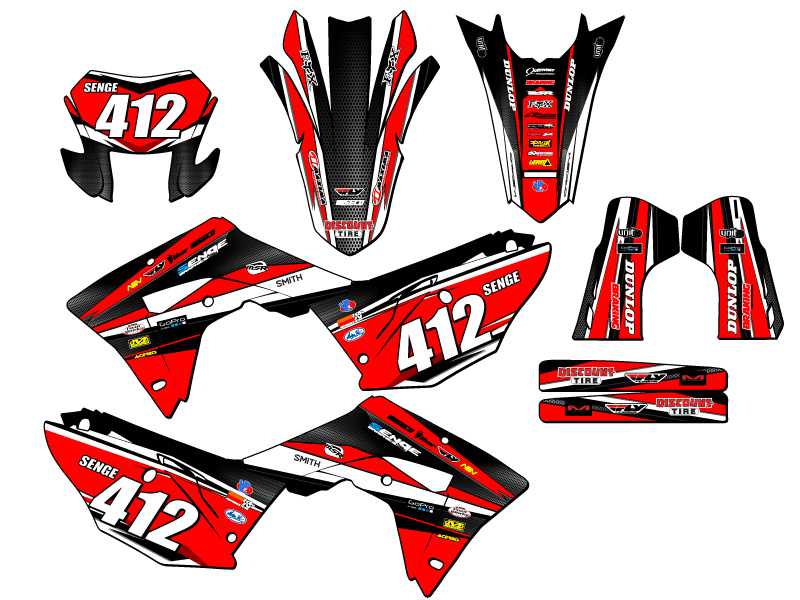 2019-2024 CRF 450 X VIGOR Red Senge Graphics Kit Compatible with Honda - Picture 8 of 10