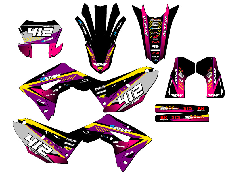 2019-2024 CRF 450 X SURGE Purple Senge Graphics Kit Compatible with Honda - Bild 8 von 10
