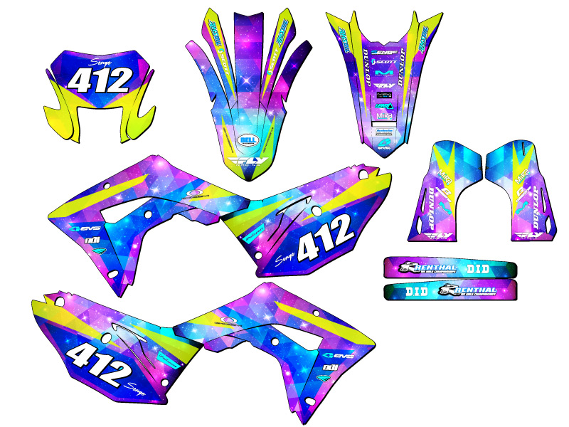 2019-2024 CRF 450 X SPACE KADET Galaxy Senge Graphics Kit Compatible with Honda - Picture 8 of 10