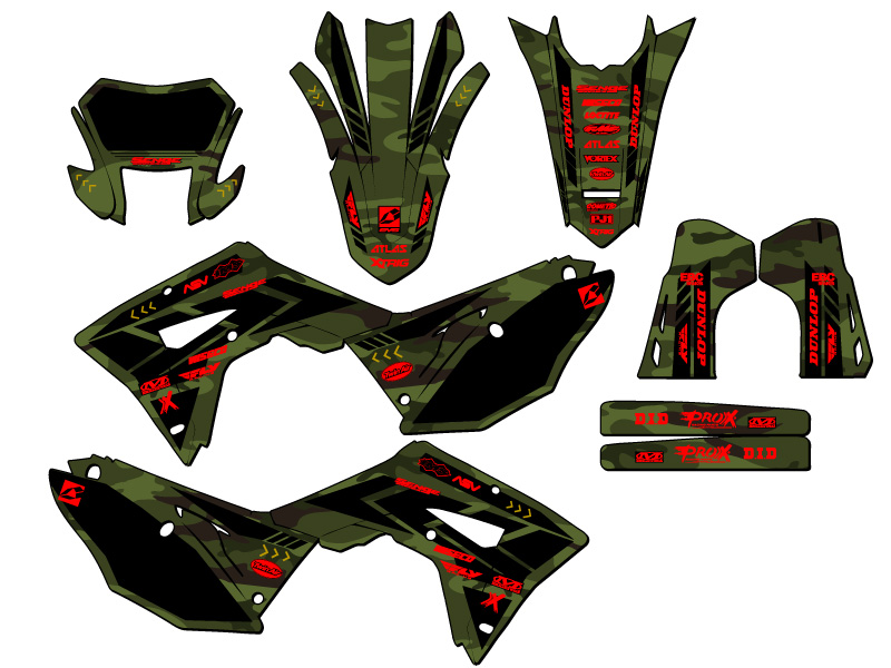 2019-2024 CRF 450 X APACHE Green Senge Graphics Kit Compatible with Honda - Picture 5 of 10