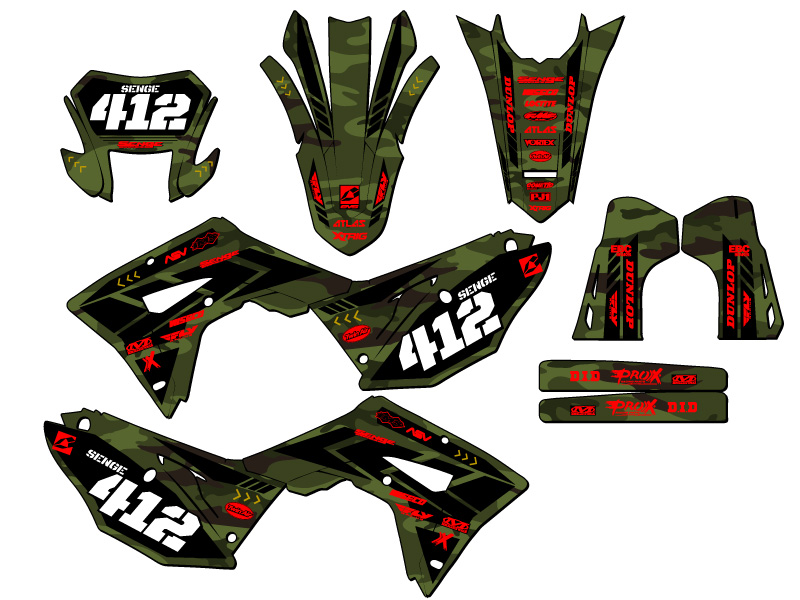 2019-2024 CRF 450 X APACHE Green Senge Graphics Kit Compatible with Honda - Picture 8 of 10