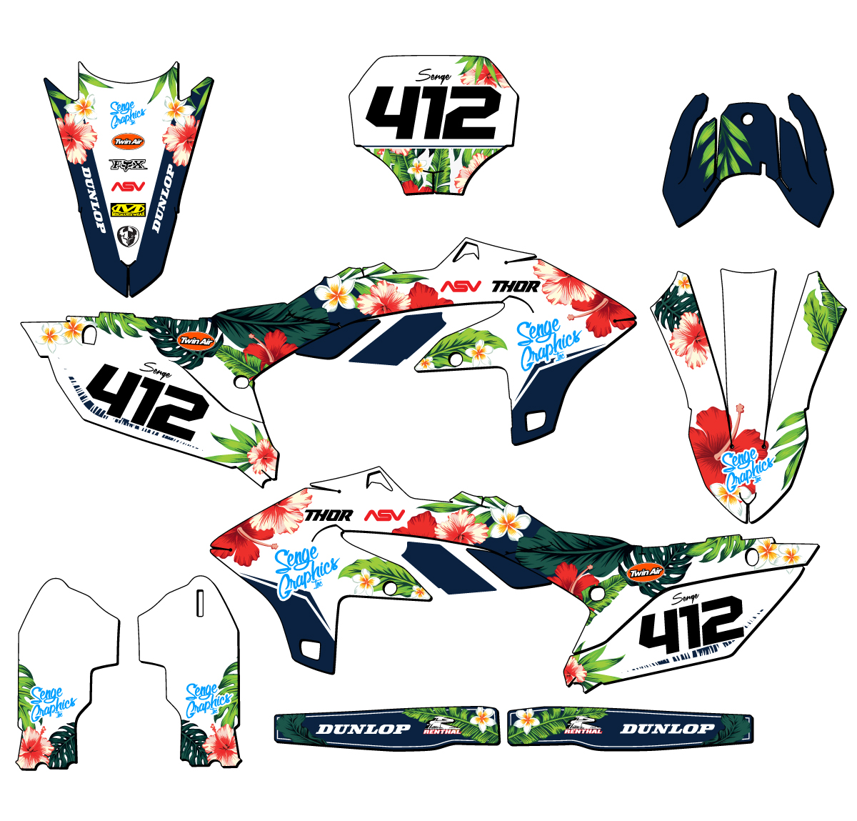 2024-2025 YZ 250 F 4 TIEMPOS TROPICAL Blanco Senge Kit Gráficos Compatible con - Imagen 8 de 10