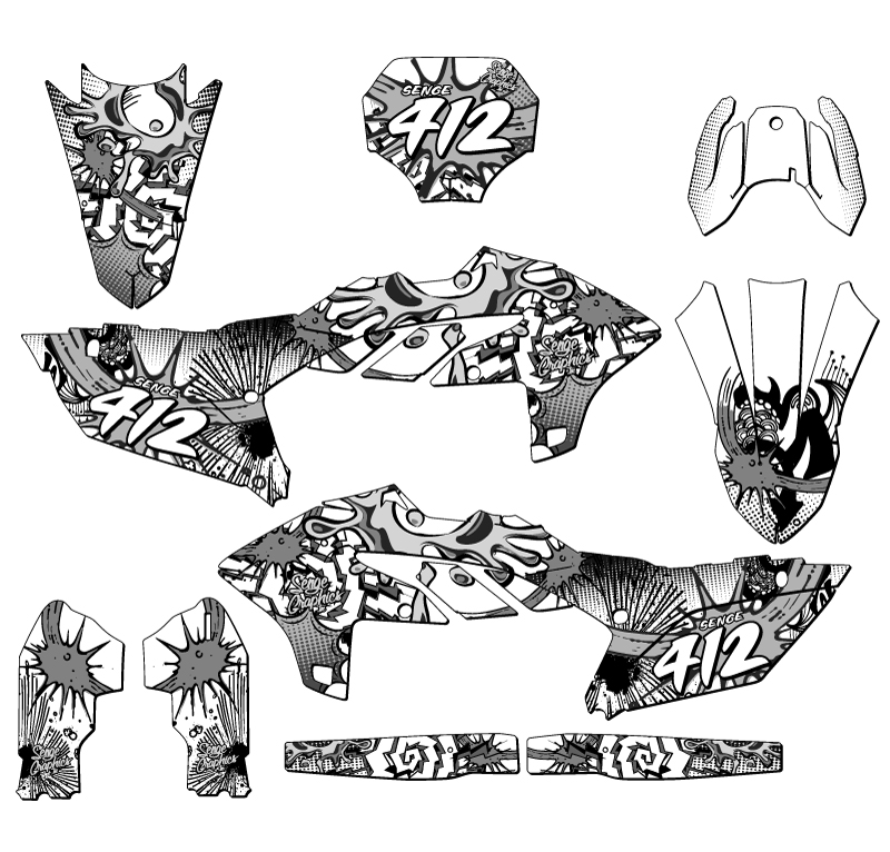 2024-2025 YZ 250 F 4-STROKE ZANY White Senge Graphics Kit Compatible with Yamaha - Picture 8 of 10