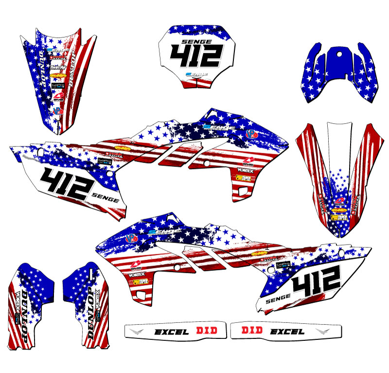 Kit de gráficos 2024-2025 YZ 250 F 4 TIEMPOS MERICA Usa Senge compatible con Yamaha - Imagen 8 de 10